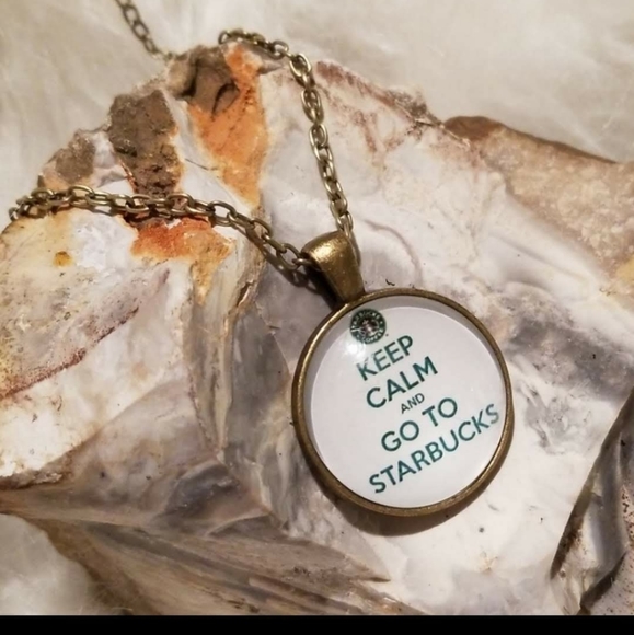 BRONZE keep calm and go to Starbucks neclace - Picture 2 of 7